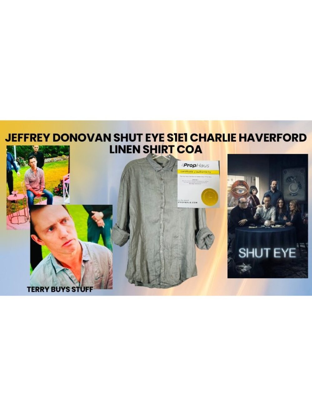 Shut Eye Charlie Haverford Jeffrey Donovan John Varvatos Shirt COA LG
